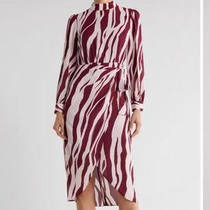 Maggy London Burgundy and White Patterned Dress